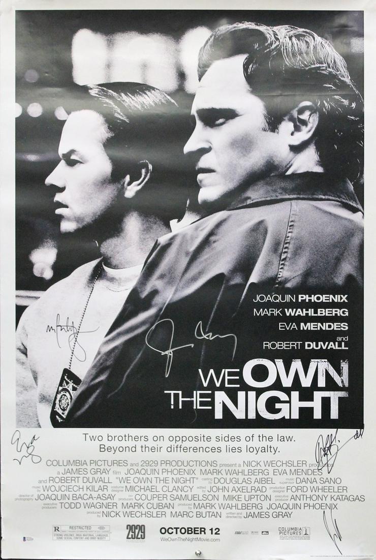 Duvall, Wahlberg, Phoenix & Mendes Signed 27x40 We Own: This Autographed 27x40 We Own The Night Movie Poster has been Personally Signed by Robert Duvall, Mark Wahlberg, Jaoquin Phoenix & Eva Mendes of We Own The Night. This item is 100% Authentic to includ