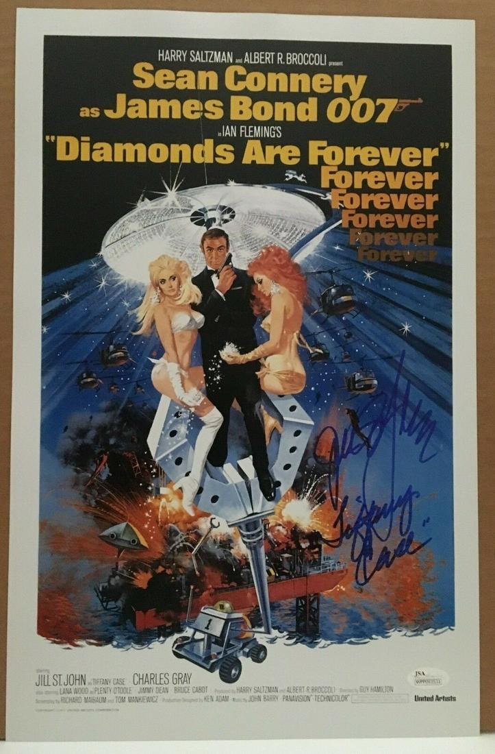 Diamonds are Forever signed Movie Poster: JILL ST. JOHN SIGNED 11X17 PSA PHOTO POSTER "JAMES BOND DIAMONDS ARE Forever” JSA COA