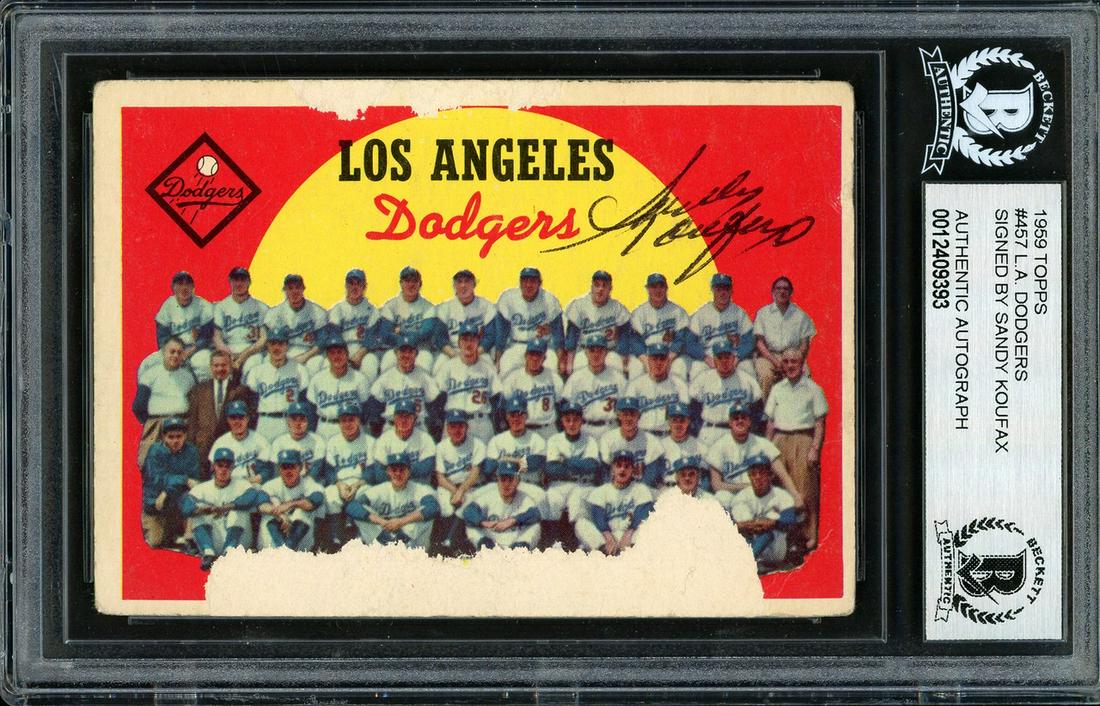 Sandy Koufax Autographed 1959 Topps Team Card #457 Los (1 of 1)