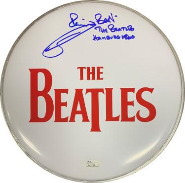 Pete Best signed The Beatles Logo 10" Drum Head dual (1 of 1)
