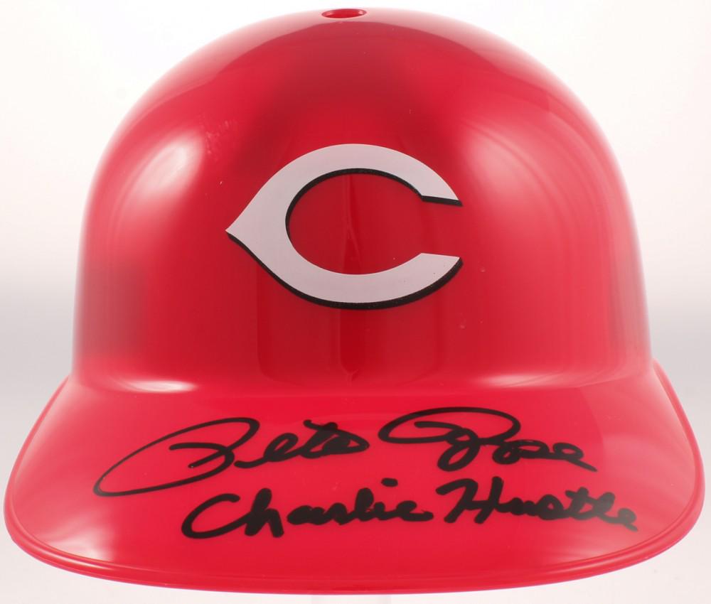 Pete Rose Signed Reds Full-Size Souvenir Batting (1 of 2)