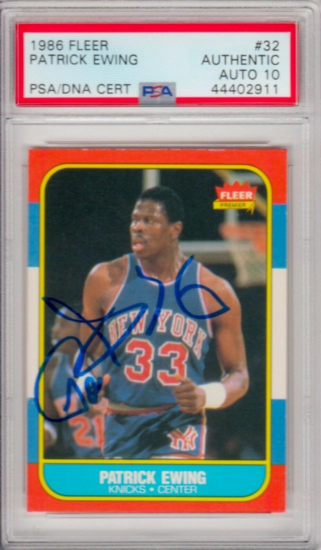 Patrick Ewing Signed 1986 Kincks Card PSA 10 (1 of 1)