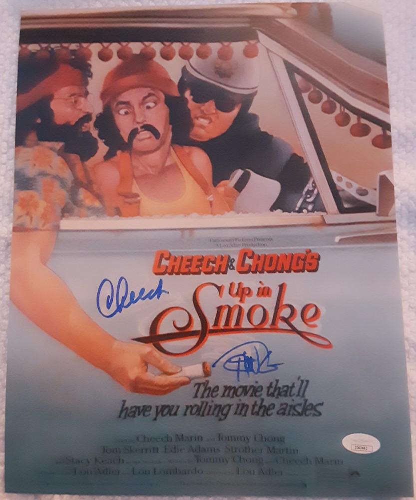 Cheech Marin & Tommy Chong Signed "Up In Smoke”: Photo measures 11" x 14" in size. Has been hand-signed by Cheech Marin and Tommy Chong. The lot / autograph(s) includes an official James Spence Authentication (JSA) hologram and matching COA for auth