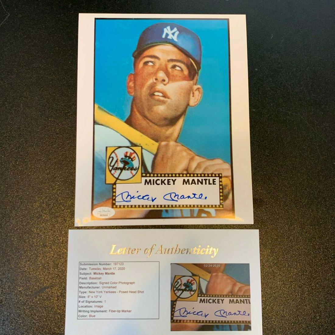 Mickey Mantle Signed Autographed 1952 Topps Rookie Card (1 of 1)