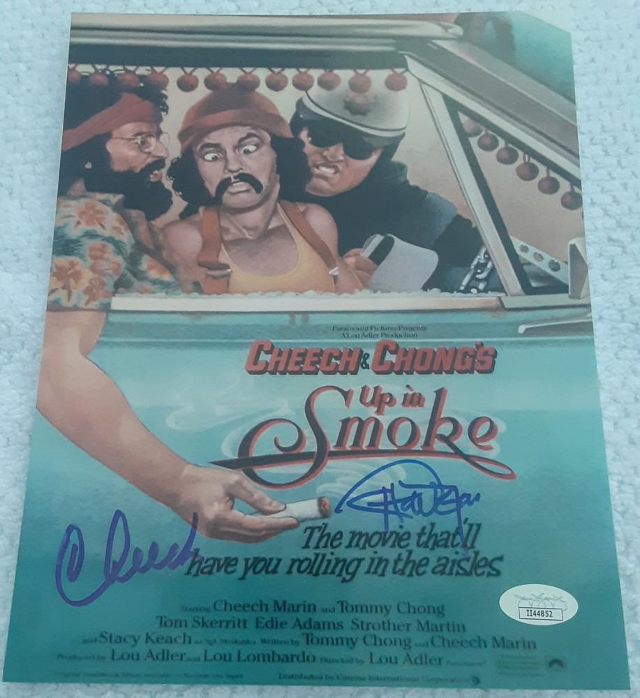 Cheech Marin & Tommy Chong Signed "Up In Smoke" 8x10: Photo measures 8" x 10" in size. Has been hand-signed by Cheech Marin and Tommy Chong. The lot / autograph(s) includes an official James Spence Authentication (JSA) hologram and matching COA for authe