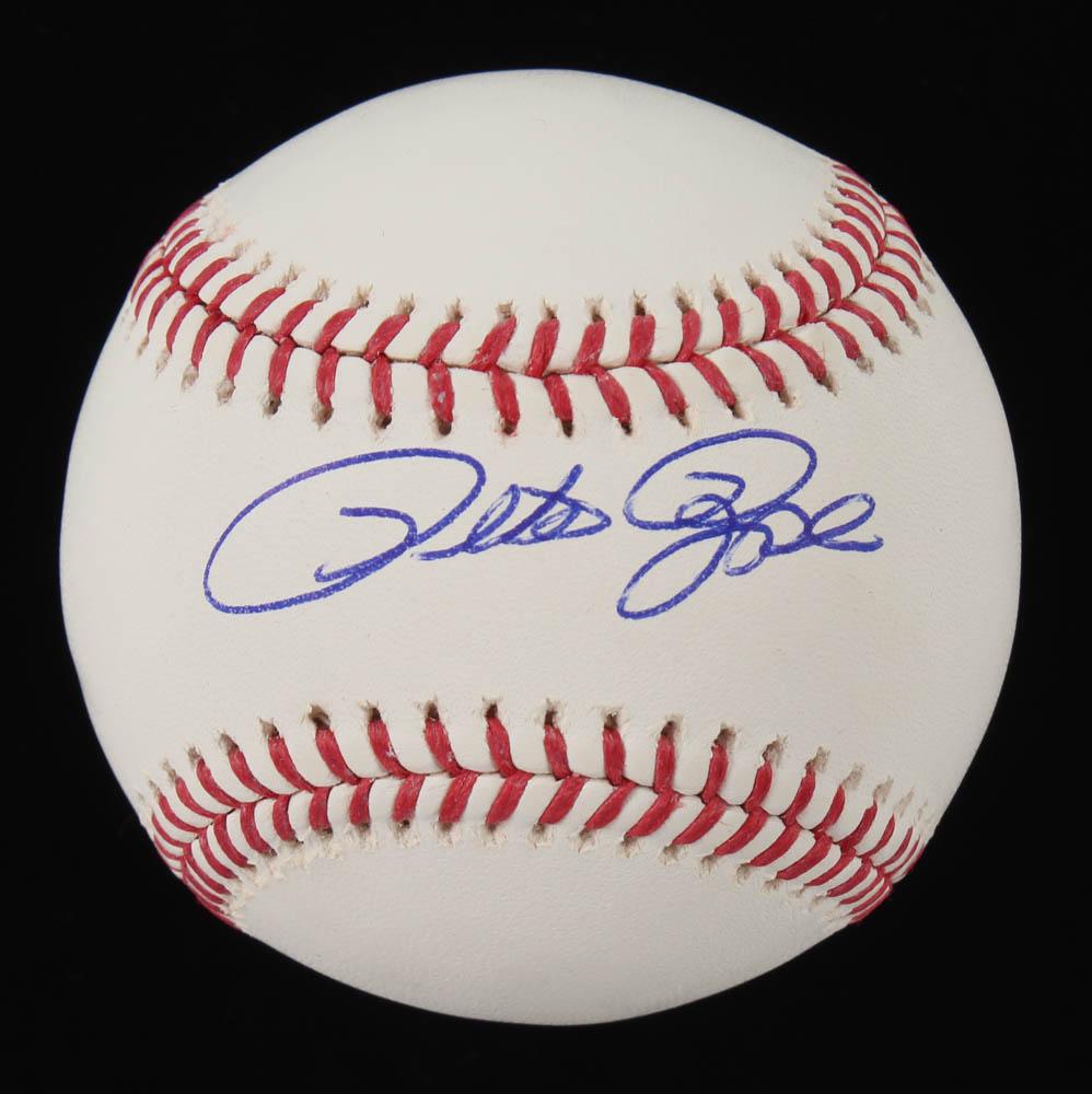 Pete Rose Signed OML Baseball: Rawlings Official Major League Baseball has been hand-signed by Pete Rose (Cincinnati Reds). The lot / autograph(s) includes an official Pete Rose hologram from Fiterman Sports Group for authenticity