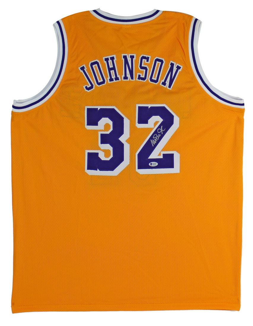 Magic Johnson Authentic Signed Yellow Pro Style Jersey (1 of 1)