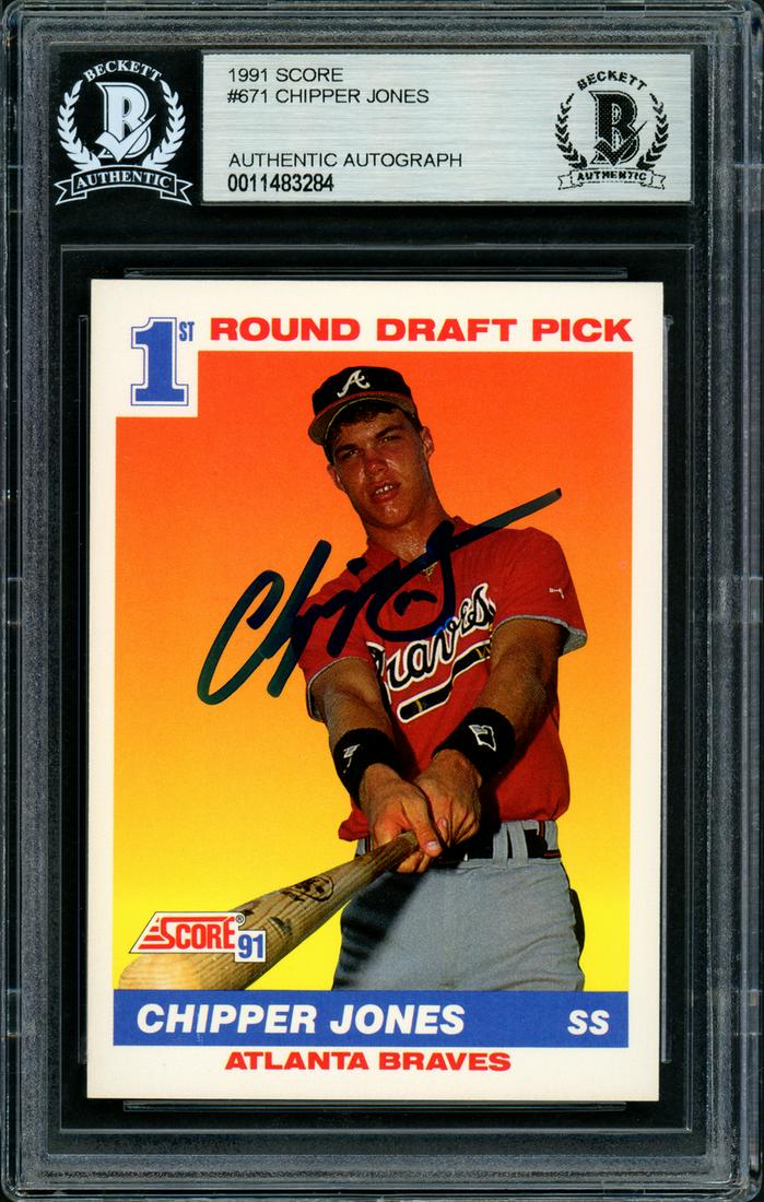 Chipper Jones Autographed 1991 Score Rookie Card #671 (1 of 1)