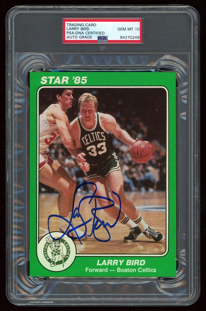 Larry Bird Signed 1985 Star Team Supers 5x7 #BC1 (PSA (1 of 1)