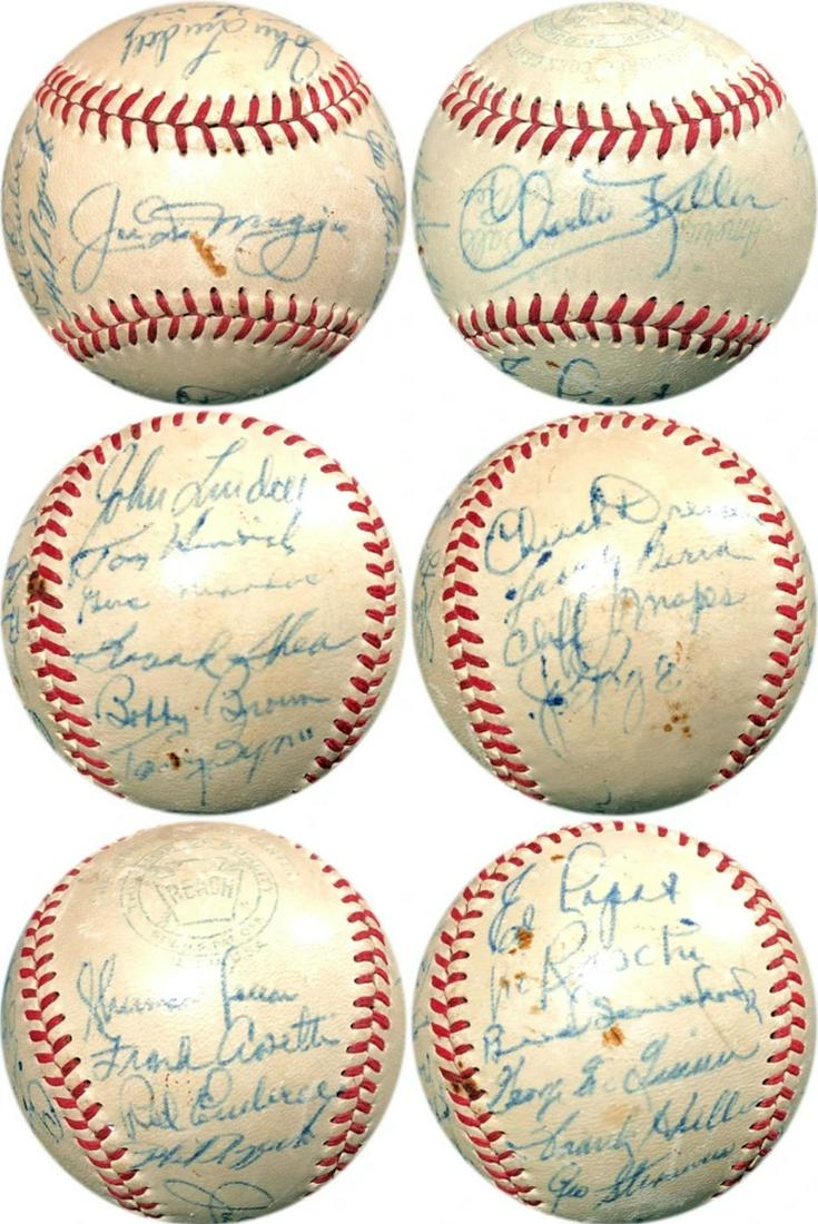 1948 NEW YORK YANKEES AUTOGRAPHED BASEBALL (DiMaggio, (1 of 2)