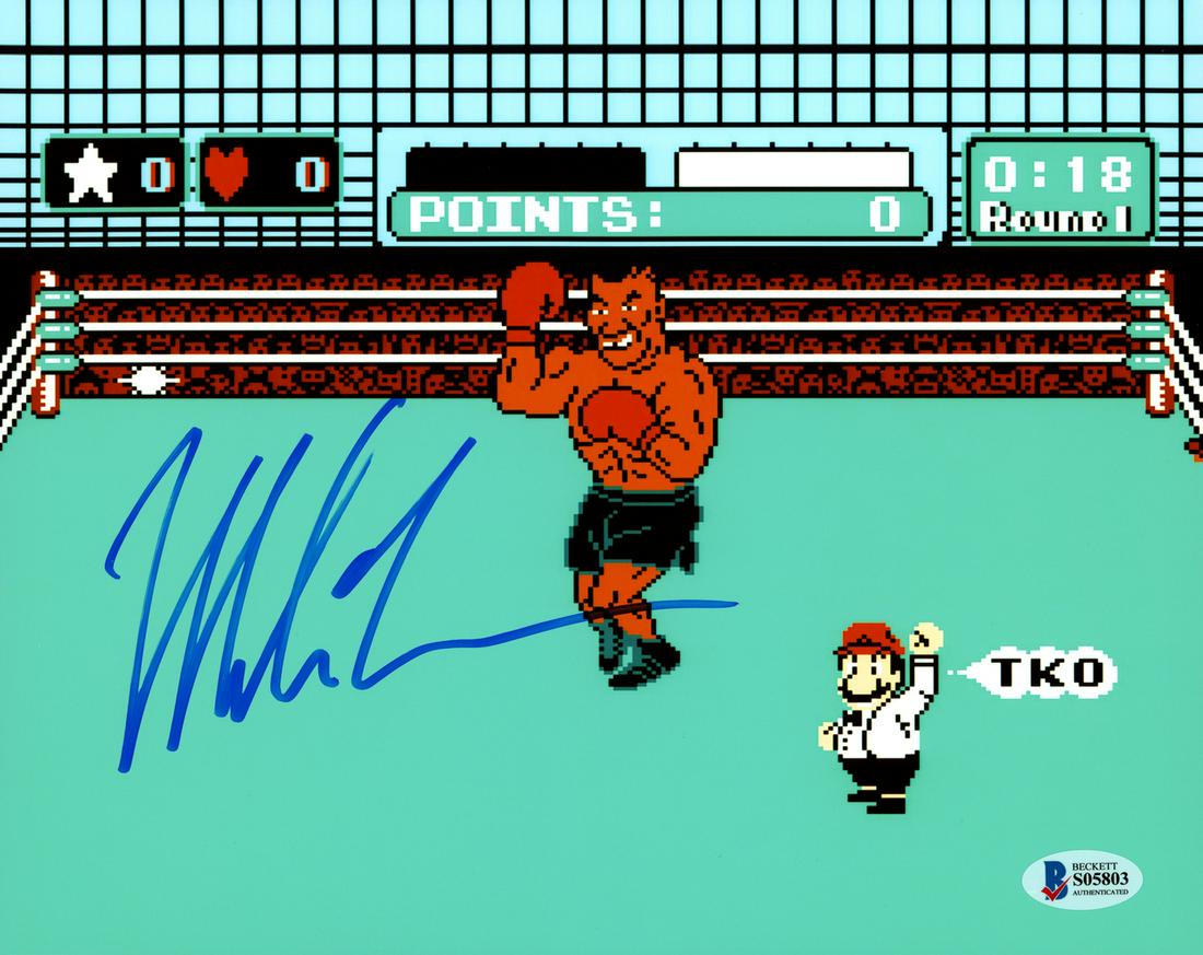 Mike Tyson Autographed 8x10 Photo Punch-Out In Blue (1 of 1)