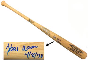Hank Aaron Signed Cooperstown Bat 715 HR Logo w/ 4/8/74 (1 of 1)