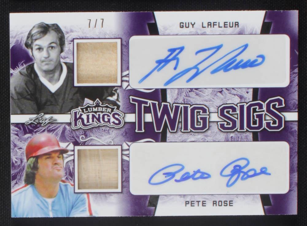 Guy Lafleur / Pete Rose 2019-20 Leaf Lumber Kings Dual: Guy Lafleur / Pete Rose 2019-20 Leaf Lumber Kings Dual Twig Sigs Purple #DTS02 #7/7