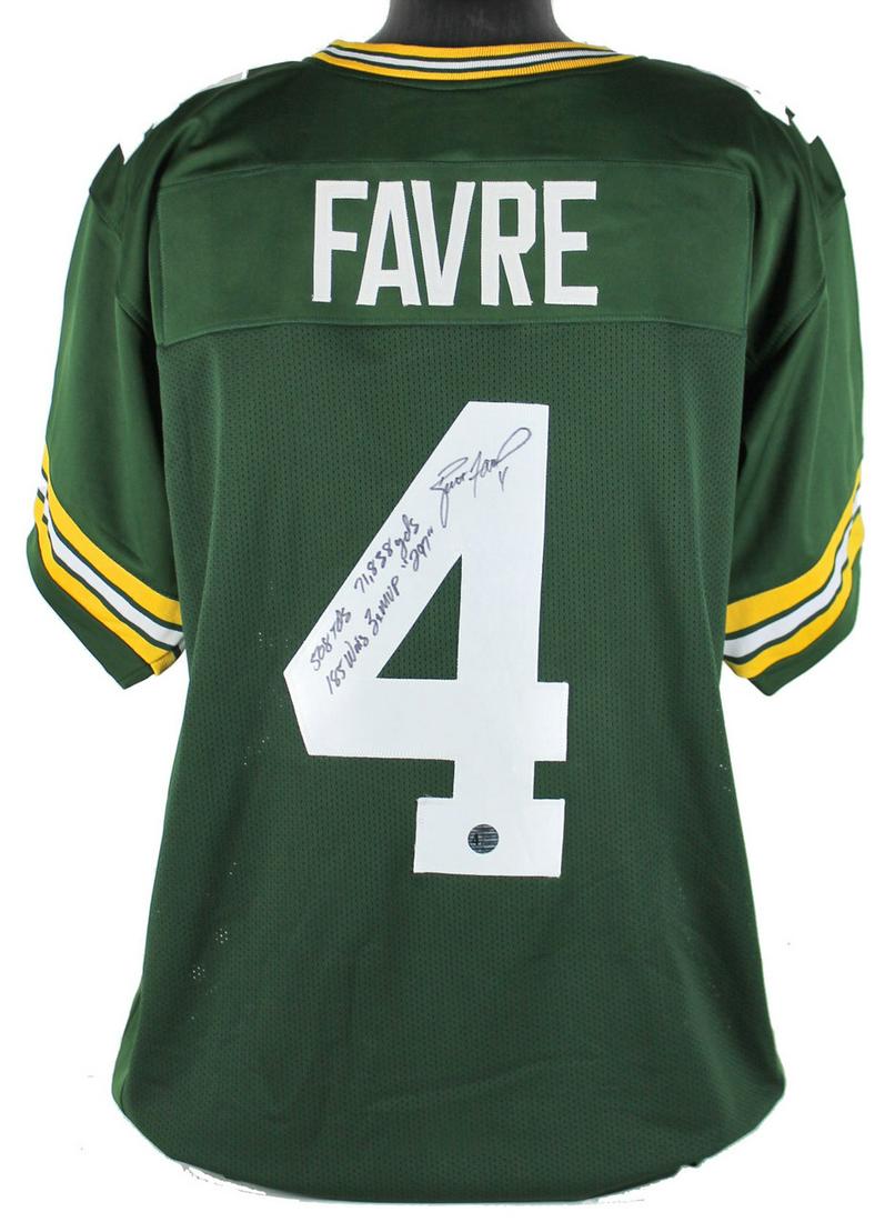 Brett Favre "Career Stats" Signed Green Pro Style (1 of 1)