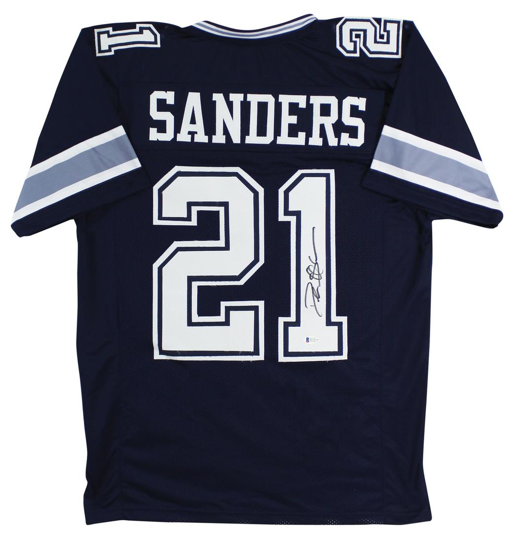 Cowboys Deion Sanders Authentic Signed Navy Blue Jersey