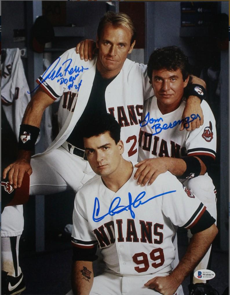 Charlie Sheen Berenger & Bernsen Signed Major League: This is an 11Ã—14 photo that was peraonlly autographed by Charlie Sheen, Tom Berenger and Corbin Bernsen. This photo includes a certificate of authenticity from Beckett Authentication Servi