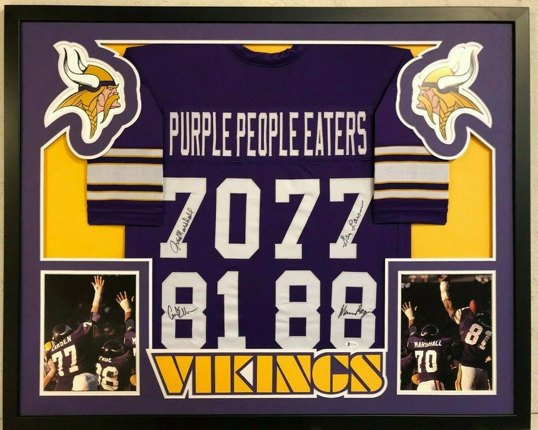 FRAMED MINNESOTA VIKINGS PURPLE PEOPLE EATERS SIGNED (1 of 1)