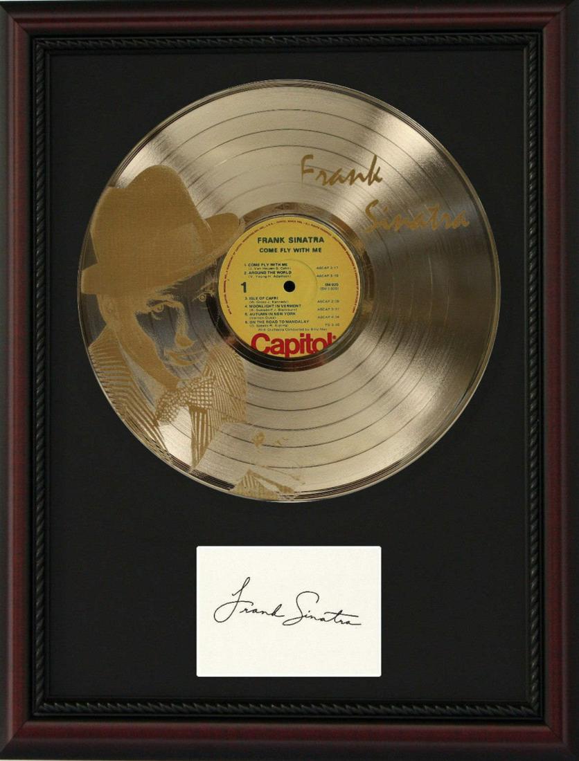 Frank Sinatra Cherry Wood Gold LP Record Framed Etched (1 of 1)