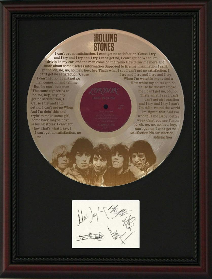 Rolling Stones No Satisfaction Cherrywood Framed Gold (1 of 1)