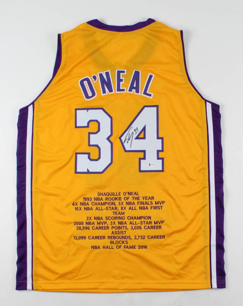 Shaquille O'Neal Signed Career Highlight Stat Jersey (1 of 1)