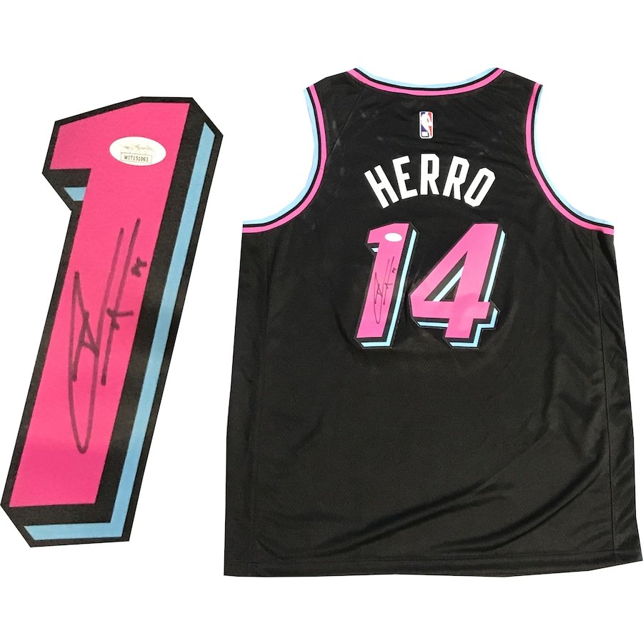 TYLER HERRO AUTOGRAPHED MIAMI HEAT VICEWAVE CUSTOM (1 of 1)