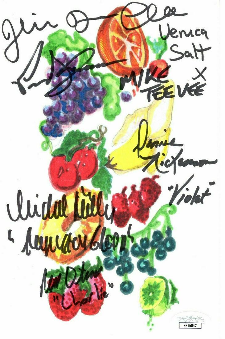 Willy Wonka Kids x5 Signed Lickable Wallpaper JSA COA (1 of 2)