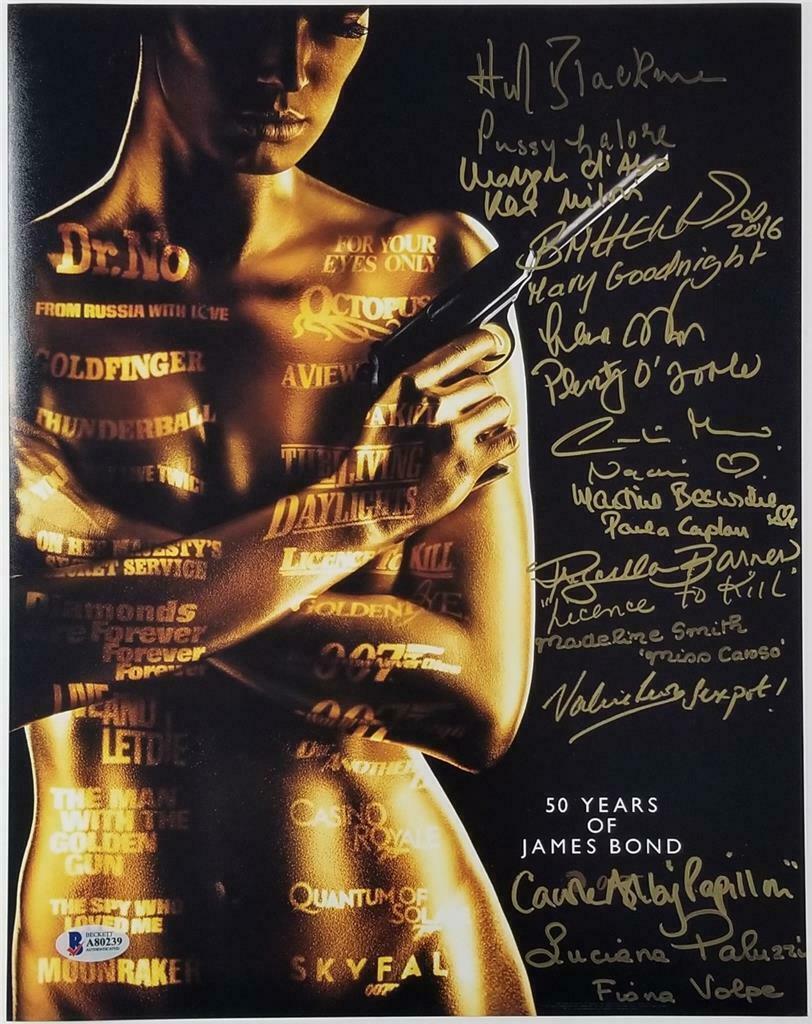 James Bond Girl Multi-Signed 11x14 Photo 11 Autographs: The item is signed byÂ Honor BlackmanÂ (P.Â Galore),Â Britt EcklandÂ (Mary Goodnight),Â Lana WoodÂ (Plenty O'Toole),Â Ma