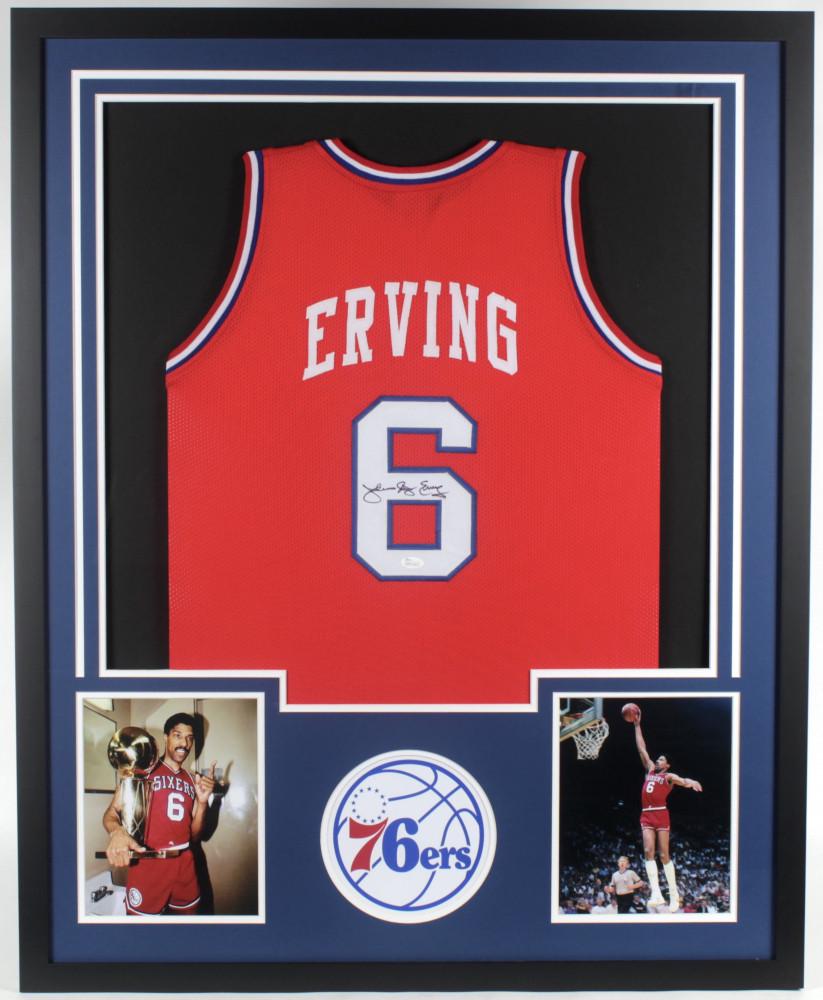 Julius Erving Signed 34x42 Custom Framed Jersey (JSA (1 of 2)