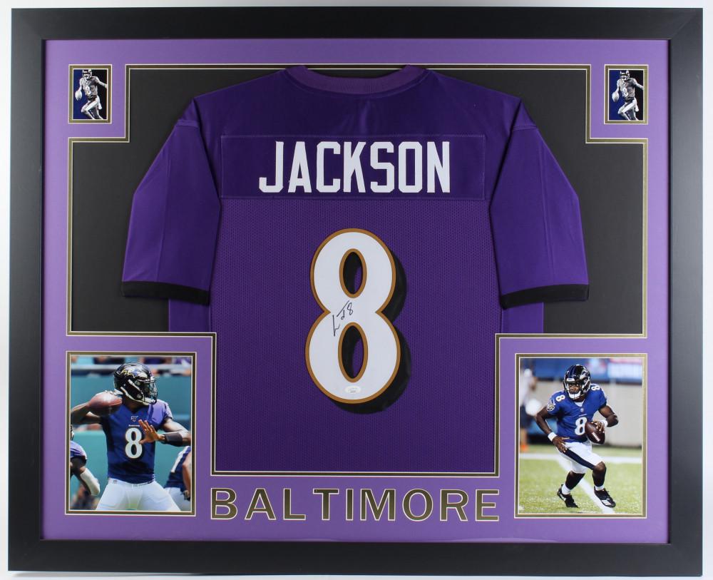 Lamar Jackson Signed 35x43 Custom Framed Jersey (JSA (1 of 1)