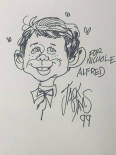 JACK DAVIS ORIGINAL SKETCH - MAD Mascot Alfred E.: JACK DAVIS ORIGINAL SKETCH - MAD Mascot Alfred E. Neuman Signed Inscribed (PSA)