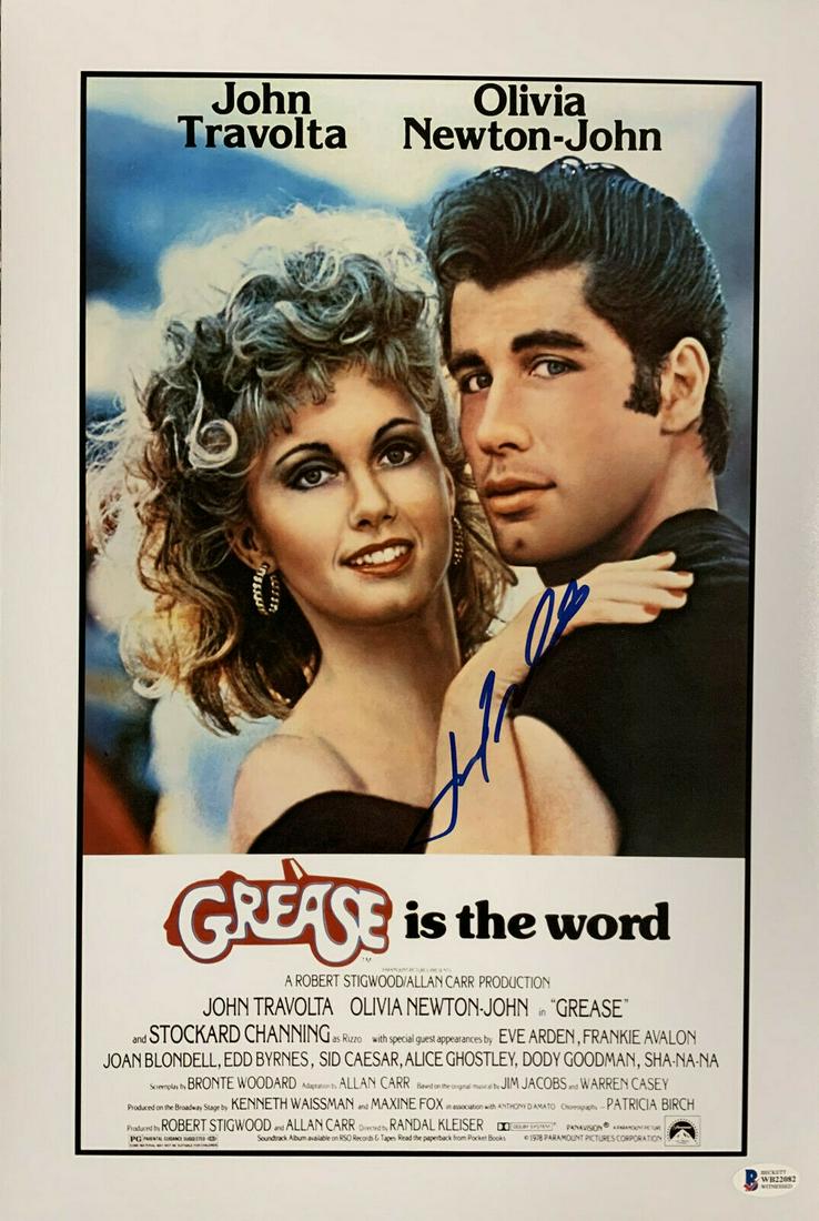 John Travolta Signed 12x18 Grease Movie Poster Photo (1 of 1)