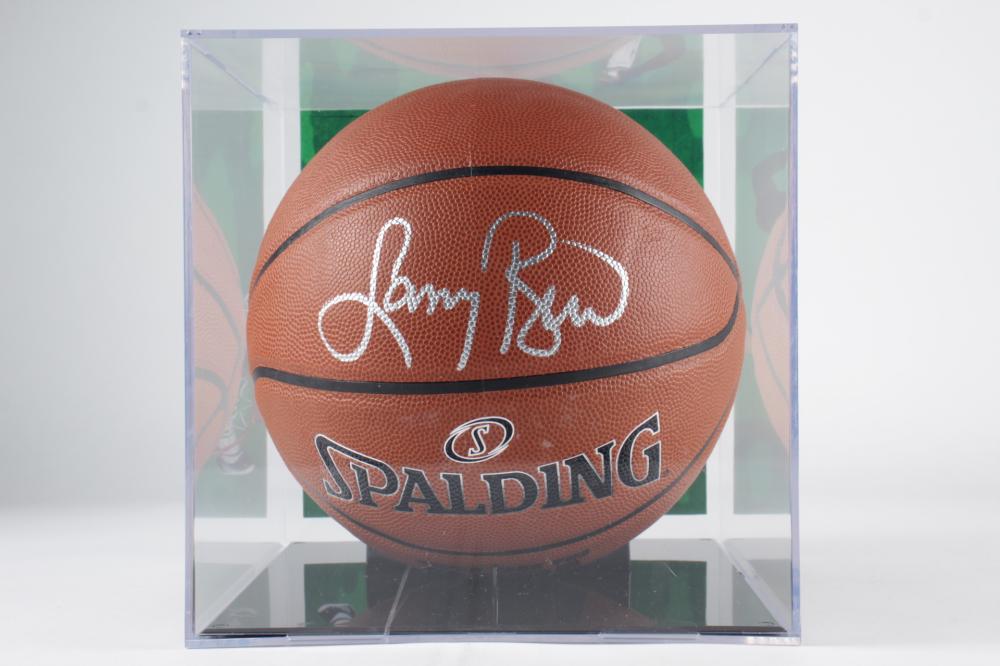 Larry Bird Signed NBA Basketball with Photo Display (1 of 1)