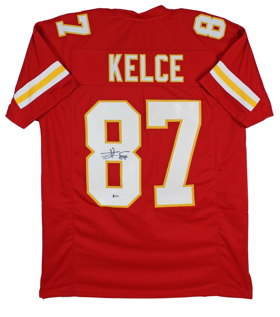 Travis Kelce Authentic Signed Red Pro Style Jersey: Travis Kelce Authentic Signed Red Pro Style Jersey Autographed BAS