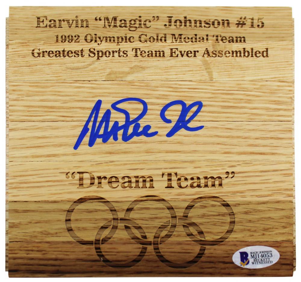 Magic Johnson Signed Olympic "Dream Team" 6x6 Custom (1 of 1)