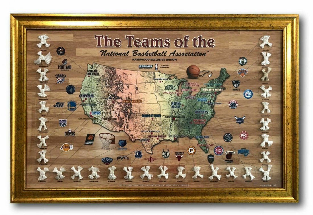 NBA Game Used Net Map Framed #D/50 - Kobe Bryant Used & (1 of 2)