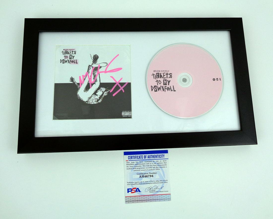 Machine Gun Kelly Signed Autograph Tickets To My: Machine Gun Kelly Signed Autograph Tickets To My Downfall CD Framed PSA/DNA COA