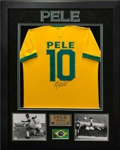Pele signed framed jersey BAS: Wonderful 1970 World Cup jerseyHand signed by peleFramedAuthenticated by BAS35x43
