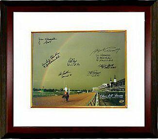 Kentucky Derby 16x20 Photo 7 sigs Framed Jean: Kentucky Derby 16x20 Photo 7 sigs Framed Jean Cruguet/Steve Cauthen/Pat Day