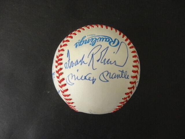 (11) 500 Home Run Club Multi-Signed Baseball Autograph: (11) 500 Home Run Club Multi-Signed Baseball Autograph Auto PSA/DNA AB13068. Signatures include Mickey Mantle, Ted Williams, Hank Aaron, Willie Mays, Ernie Banks, Reggie Jackson, Mike Schmidt, Willie 