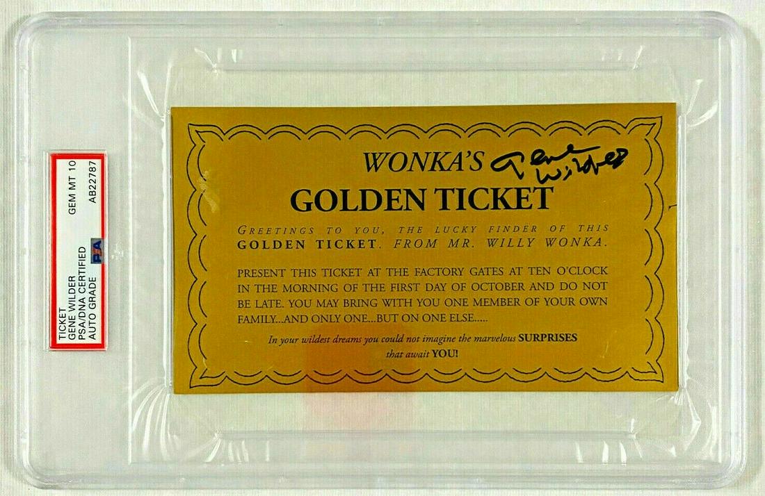 GENE WILDER SIGNED WILLY WONKA GOLDEN TICKET PSA/DNA: GENE WILDER SIGNED WILLY WONKA GOLDEN TICKET PSA/DNA Authenticated