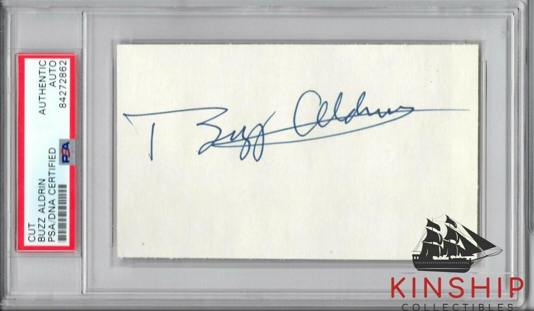 Buzz Aldrin signed 3x5 cut PSA DNA Slabbed Auto Apollo (1 of 1)