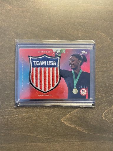 Topps Simone Biles PATCH Olympics Shield Team Crest: Topps Simone Biles PATCH Olympics Shield Team Crest 23/25 RARE
