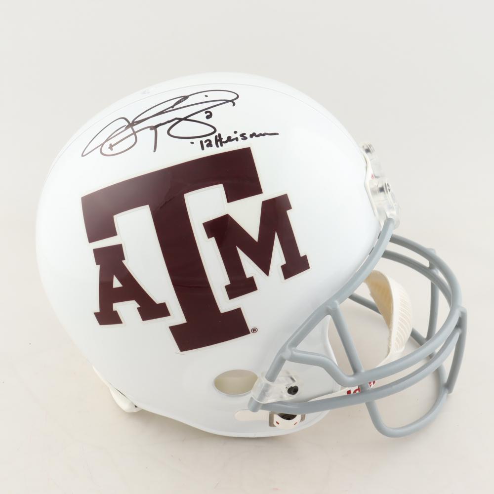 Johnny Manziel Signed Texas A&M Aggies Full-Size Helmet: Johnny Manziel Signed Texas A&M Aggies Full-Size Helmet Inscribed "12 Heisman" (JSA LOA)