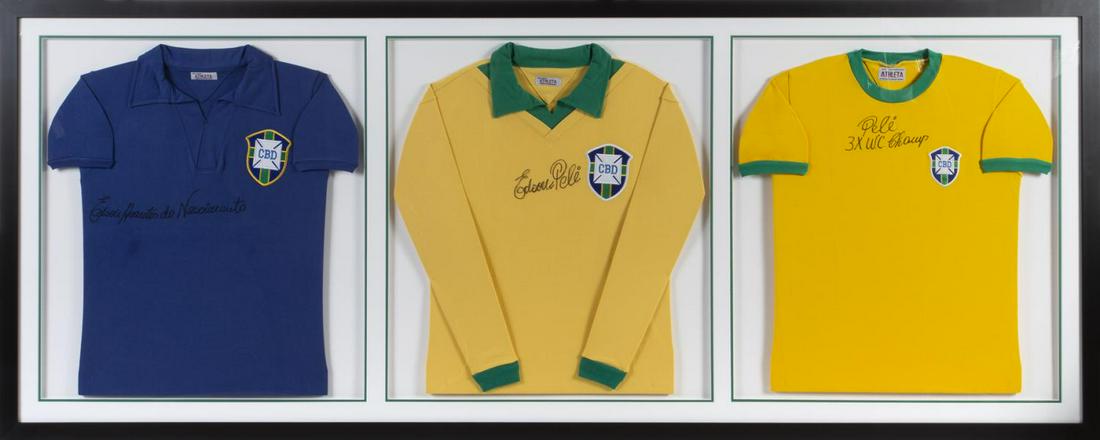 PELE SIGNED AND INSCRIBED BRAZIL WORLD CUP JERSEYS (1 of 4)