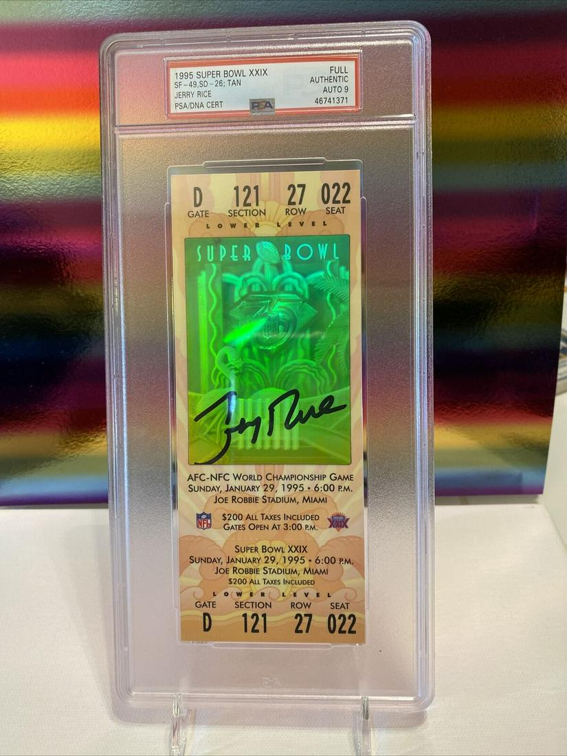 Jerry Rice Signed 1995 Super Bowl XXIX Full Ticket (1 of 1)