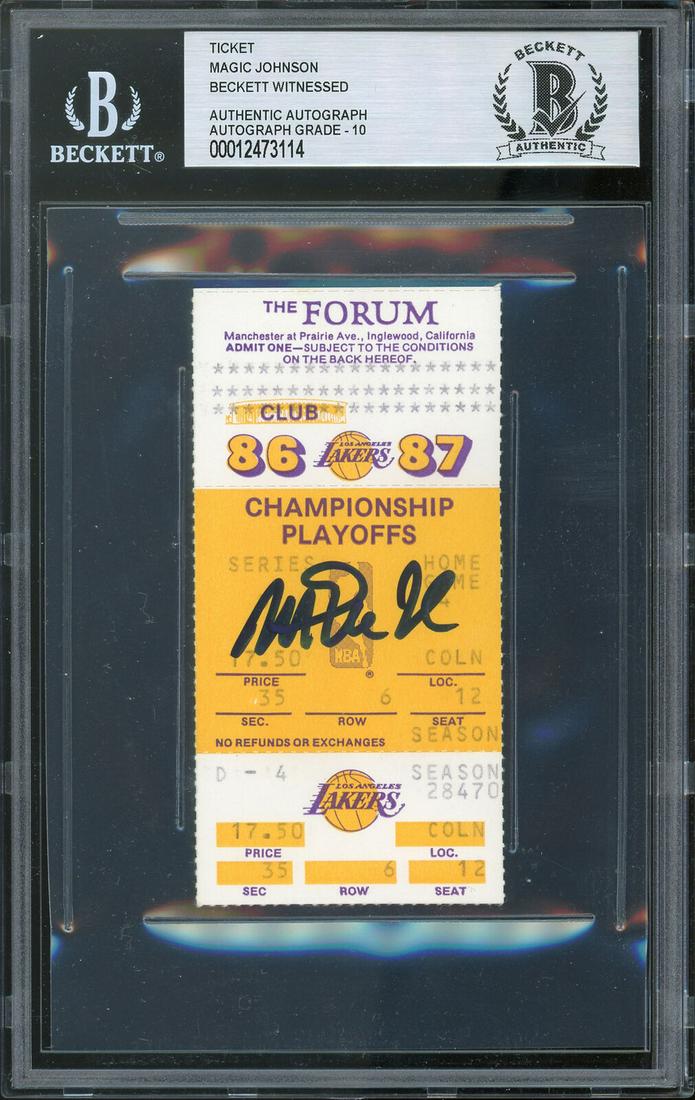 Lakers Magic Johnson Signed 1987 Finals Ticket Stub (1 of 2)