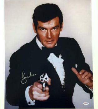 SIR ROGER MOORE Signed 007 James Bond 16x20 PSA (1 of 1)