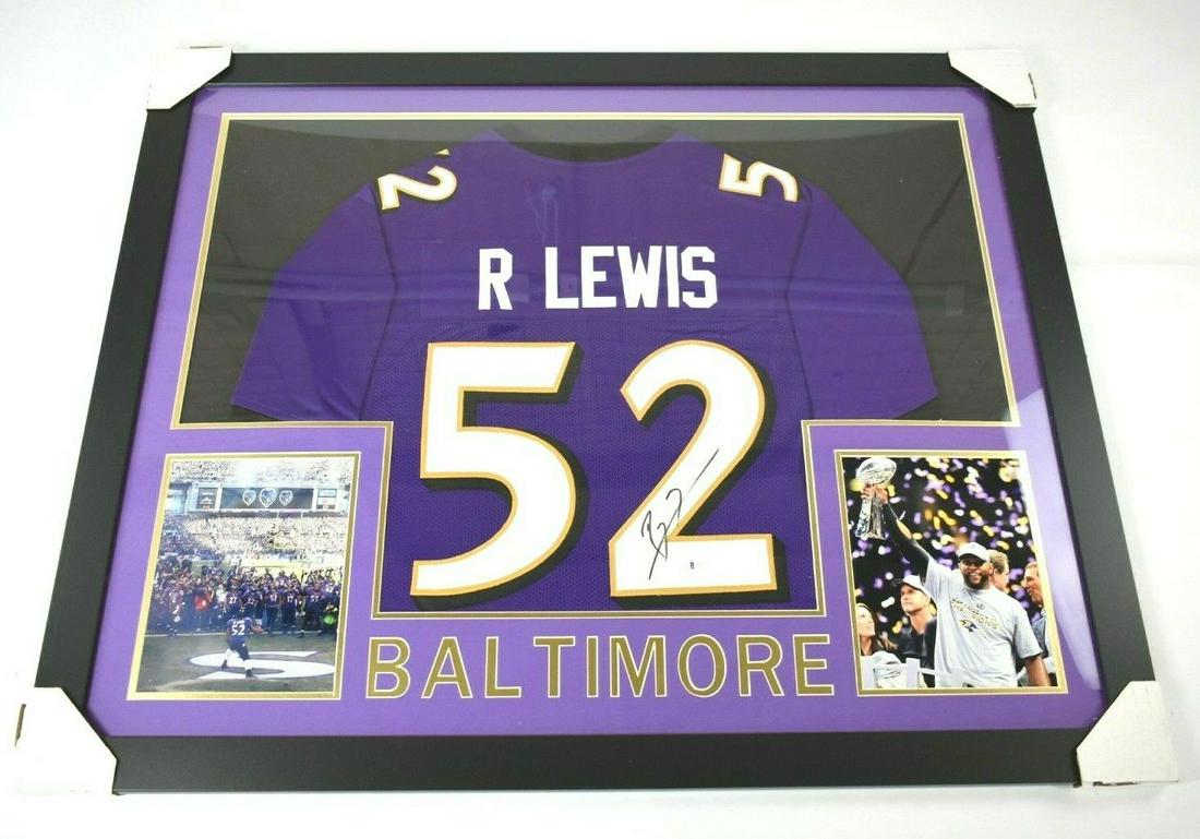 Ray Lewis Signed 35x43 Custom Framed Jersey Balitmore (1 of 1)