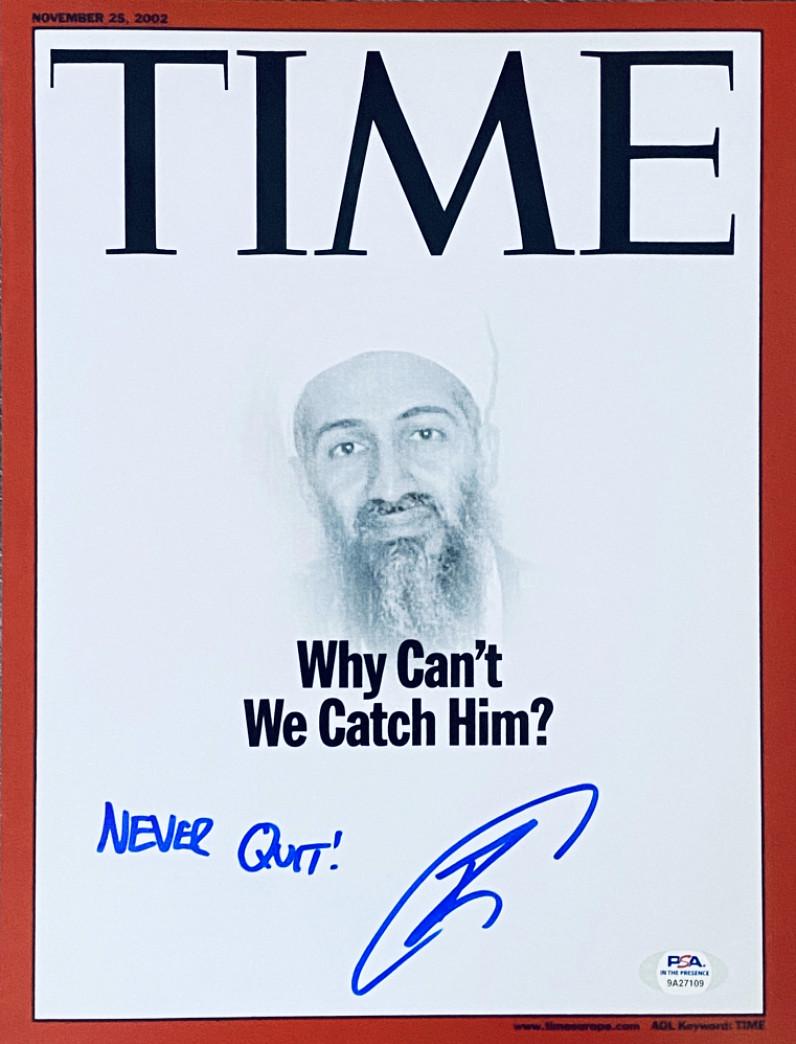 U.S. Navy Seal Robert O'Neill Signed Osama Bin Laden: Photo measures 9" x 12" in size and has been hand-signed and inscribed by Navy Seal Team 6 Leader Robert O'Neill. Robert J. O'Neill fired the shots that killed Osama Bin Laden on May 2, 2011, during t