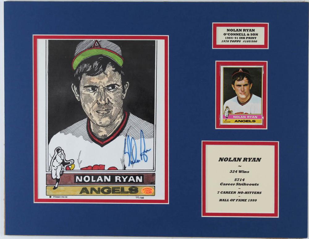Nolan Ryan Signed LE Rangers 14x18 Custom Matted Print (1 of 1)